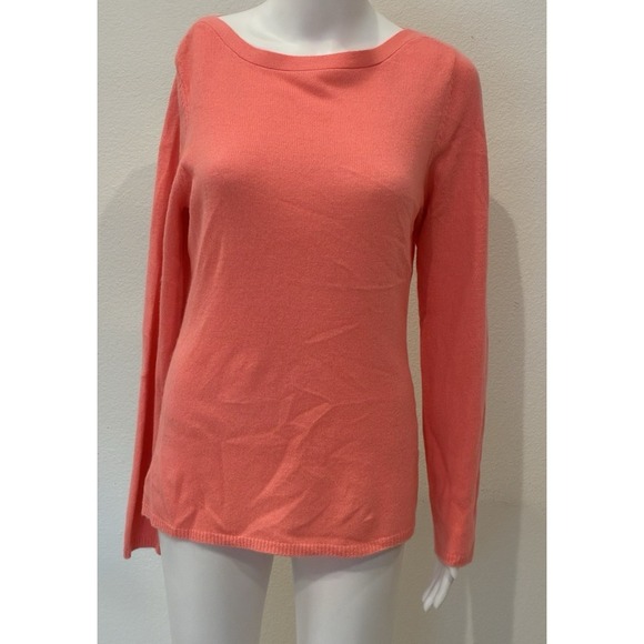 Peck & Peck Sweaters - Peck & Peck 100% Cashmere‎ Sweater Womens M Coral Boat Neck Quiet Luxury Capsule